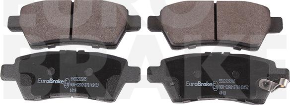 Eurobrake 5502222265 - Brake Pad Set, disc brake autospares.lv