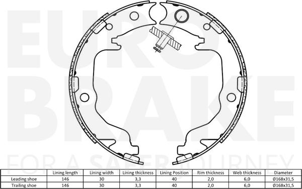 Eurobrake 58492793799 - Brake Shoe Set, parking brake autospares.lv