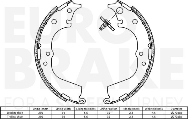 Eurobrake 58492745591 - Brake Shoe Set autospares.lv