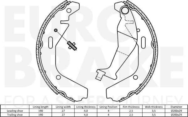 Eurobrake 58492736752 - Brake Shoe Set autospares.lv