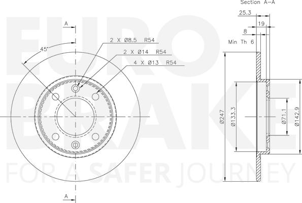 Eurobrake 5815319947 - Brake Disc autospares.lv