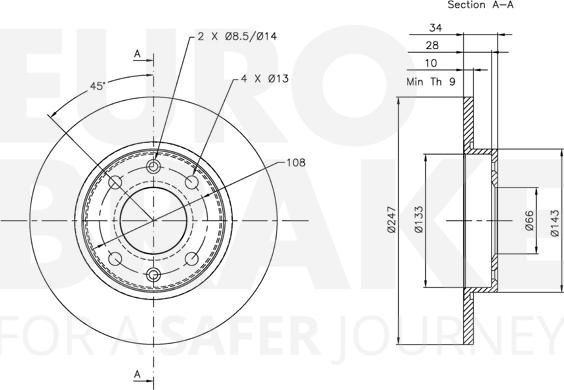 Eurobrake 5815319910 - Brake Disc autospares.lv