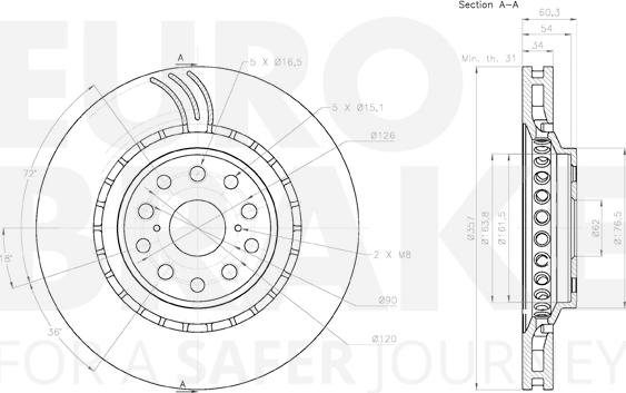 Eurobrake 58153145146 - Brake Disc autospares.lv