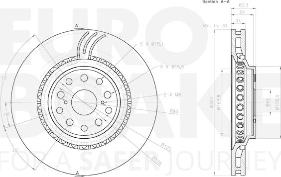 Eurobrake 58153145147 - Brake Disc autospares.lv