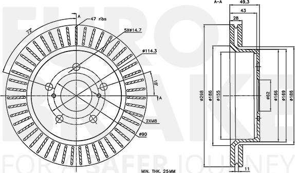 Eurobrake 58153145183 - Brake Disc autospares.lv