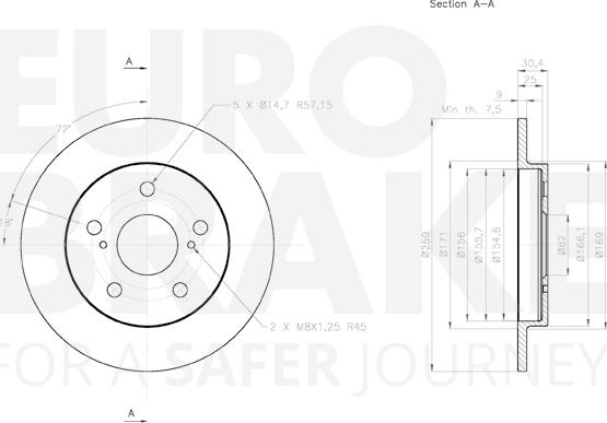 Eurobrake 58153145124 - Brake Disc autospares.lv