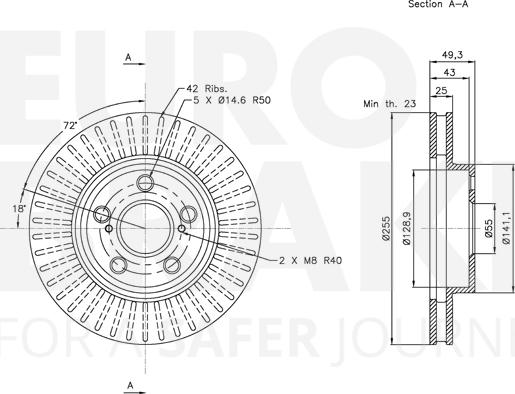 Eurobrake 5815314572 - Brake Disc autospares.lv