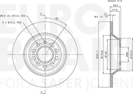 Eurobrake 58153147109 - Brake Disc autospares.lv