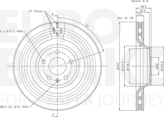 Eurobrake 58153147108 - Brake Disc autospares.lv