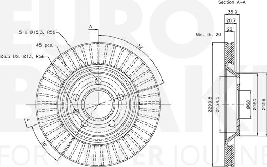 Eurobrake 58153147113 - Brake Disc autospares.lv