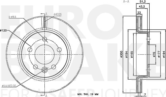 Eurobrake 58153147186 - Brake Disc autospares.lv