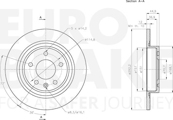 Eurobrake 5815315016 - Brake Disc autospares.lv