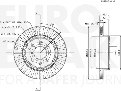 Eurobrake 5815315213 - Brake Disc autospares.lv