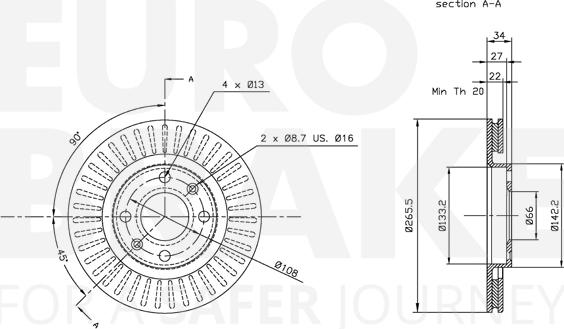 Eurobrake 5815311929 - Brake Disc autospares.lv