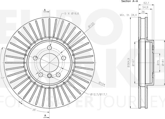 Eurobrake 5815311589 - Brake Disc autospares.lv