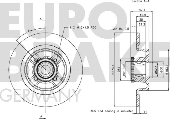 Eurobrake 5815313946 - Brake Disc autospares.lv