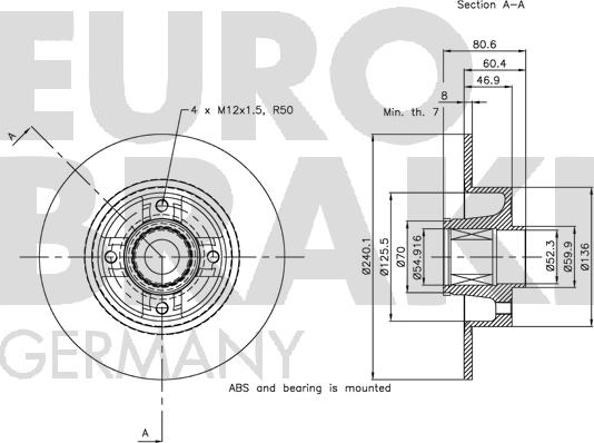 Eurobrake 5815313964 - Brake Disc autospares.lv