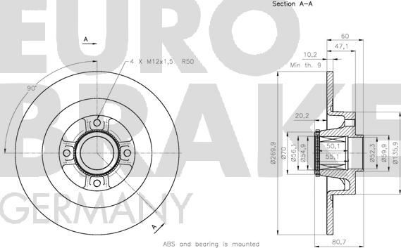 Eurobrake 5815313965 - Brake Disc autospares.lv