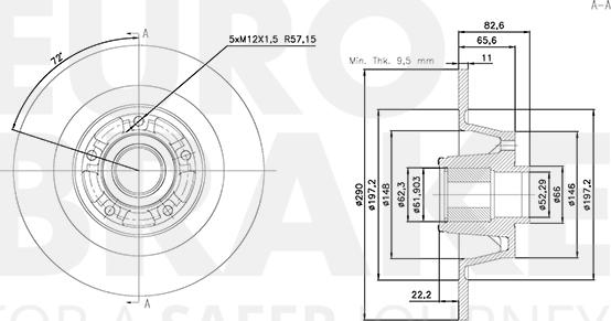 Eurobrake 58153139110 - Brake Disc autospares.lv