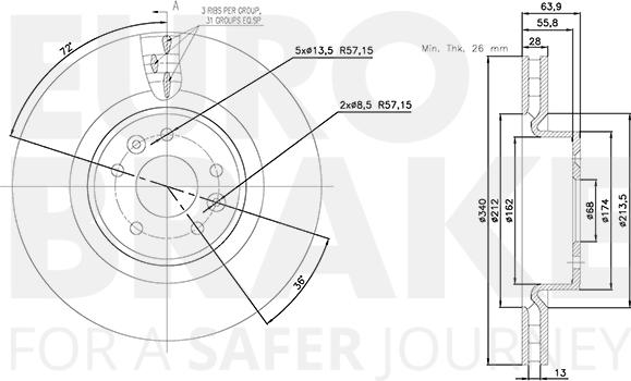 Eurobrake 58153139112 - Brake Disc autospares.lv