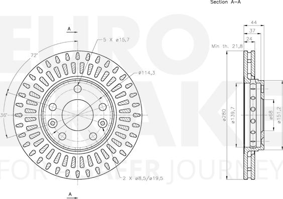 Eurobrake 5815313970 - Brake Disc autospares.lv