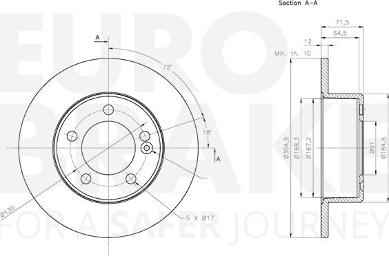 Eurobrake 5815313978 - Brake Disc autospares.lv