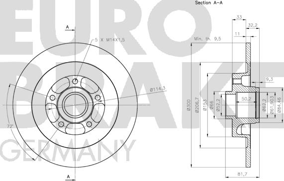 Eurobrake 5815313972 - Brake Disc autospares.lv