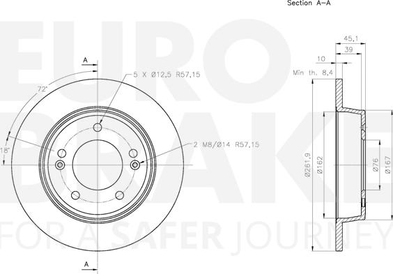 Eurobrake 5815313446 - Brake Disc autospares.lv