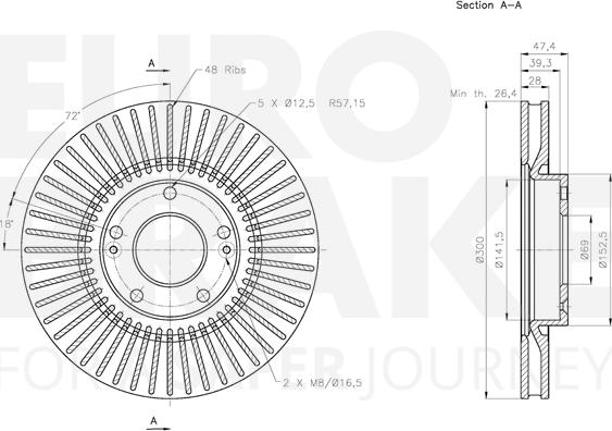 Eurobrake 5815313433 - Brake Disc autospares.lv