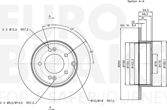 Eurobrake 5815313425 - Brake Disc autospares.lv