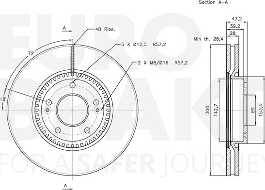 Eurobrake 5815313422 - Brake Disc autospares.lv