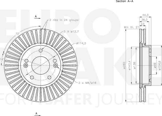 Eurobrake 5815313538 - Brake Disc autospares.lv