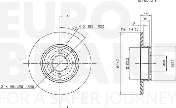 Eurobrake 5815313642 - Brake Disc autospares.lv