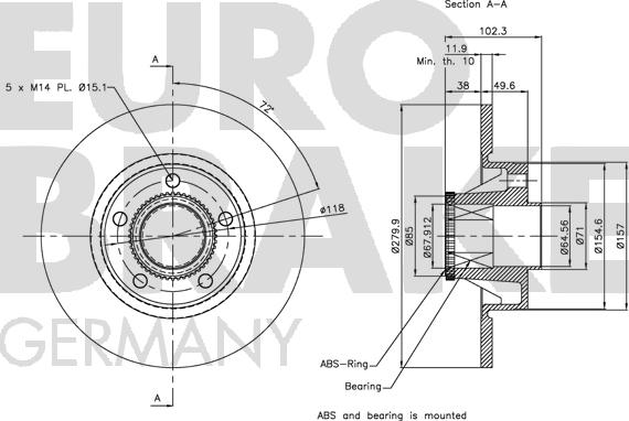 Eurobrake 5815313658 - Brake Disc autospares.lv