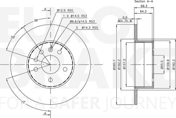 Eurobrake 5815313624 - Brake Disc autospares.lv