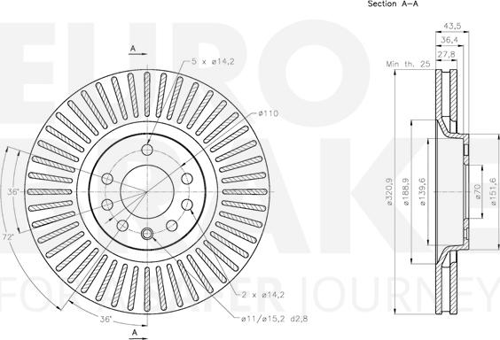 Eurobrake 5815313673 - Brake Disc autospares.lv