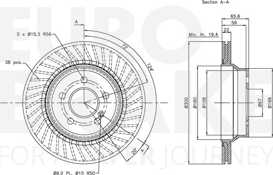 Eurobrake 5815313363 - Brake Disc autospares.lv