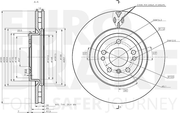 Eurobrake 58153133140 - Brake Disc autospares.lv