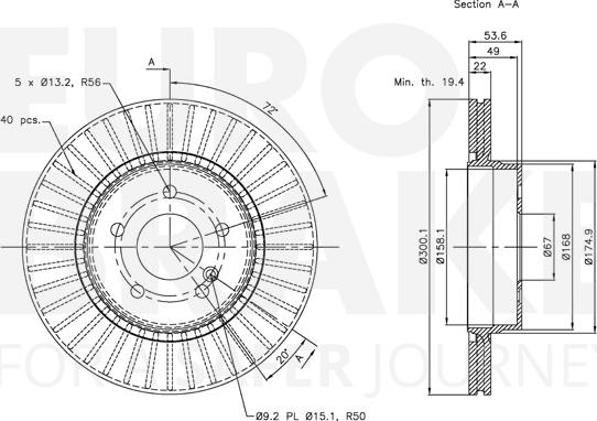 Eurobrake 5815313389 - Brake Disc autospares.lv