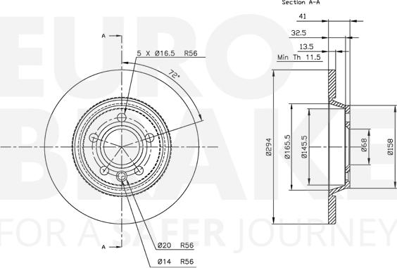 Eurobrake 5815312552 - Brake Disc autospares.lv