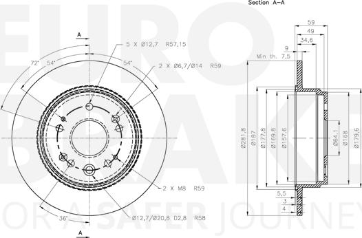 Eurobrake 5815312644 - Brake Disc autospares.lv