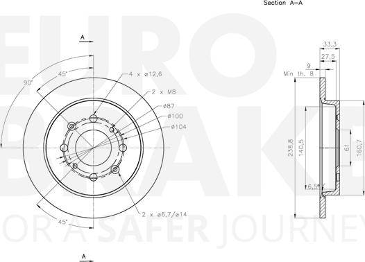 Eurobrake 5815312657 - Brake Disc autospares.lv