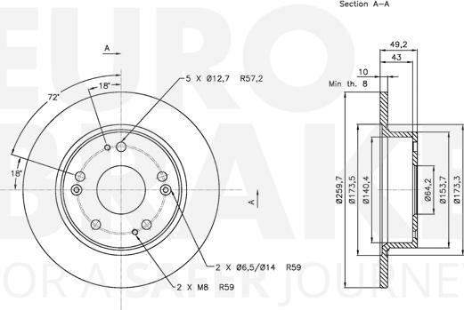 Eurobrake 5815312638 - Brake Disc autospares.lv