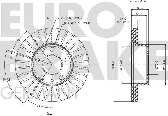 Eurobrake 5815209945 - Brake Disc autospares.lv