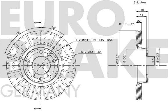 Eurobrake 5815209916 - Brake Disc autospares.lv