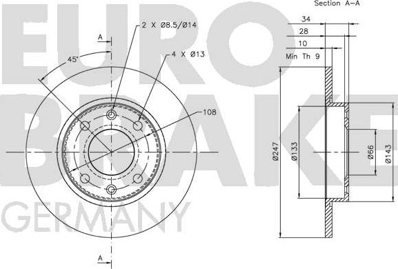 Eurobrake 5815209910 - Brake Disc autospares.lv