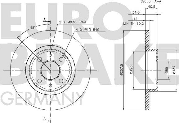 Eurobrake 5815209932 - Brake Disc autospares.lv