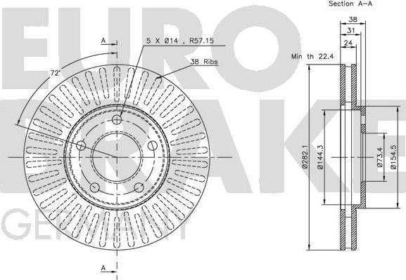 Eurobrake 5815209302 - Brake Disc autospares.lv