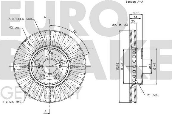 Eurobrake 5815204595 - Brake Disc autospares.lv