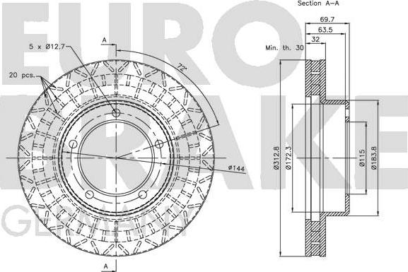 Eurobrake 5815204597 - Brake Disc autospares.lv